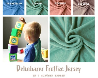 Terry cloth jersey by the meter - stretchy terry cloth made of cotton - stretch terry cloth clothing fabric - pyjamas, sewing fitted sheets *From 50 cm