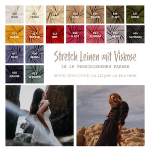 Stretch Leinen mit Viskose - Sommerleinen dehnbar - Viskoseleinen stretchig - Leinengemisch luftig, Leinenstoff leicht, Naturfaser *ab 50 cm