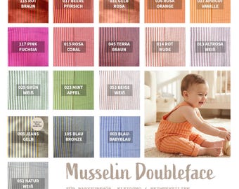 Double-faced muslin printed with stripes - crepe fabric by the meter, striped - double-sided gauze - crepe cotton muslin *from 50 cm