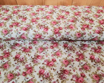 Decorative fabrics sold by the meter roses pink - cotton blend printed roses - ottoman fabric summer, spring fabrics home textiles flowers *From 50 cm