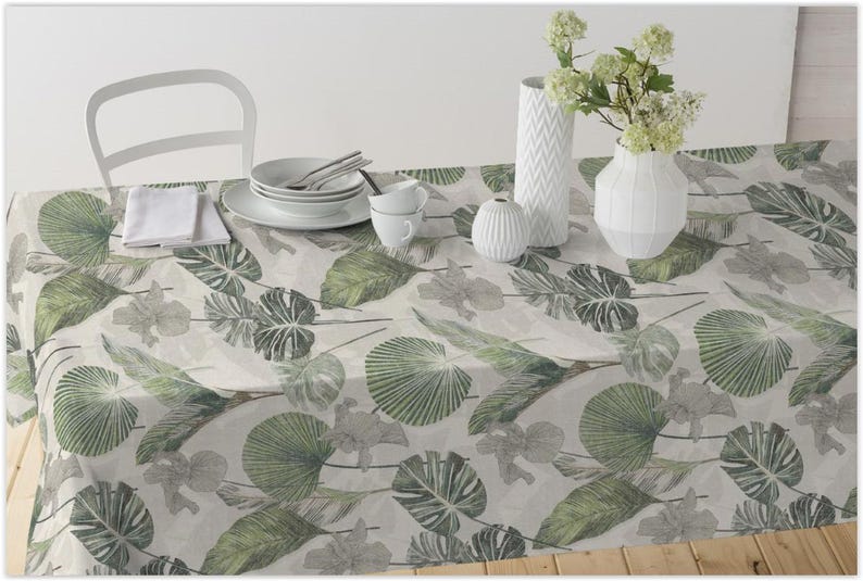 Tela decorativa, revestida e impresa - tela para mantel hidrófuga con hojas, tela de teflón por metro, diseño floral, tela para bolsos náuticos *Desde 50 cm imagen 8