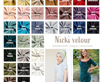 Velour fabric by the meter - stretchy velvet fabric - soft fleece - Nicky velour - velour fabric - cuddly soft - 50 x 152 cm