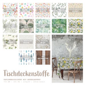 Decorative fabric, coated and printed - water-repellent tablecloth fabric with leaves, Teflon fabric by the meter, floral design, nautical bag fabric *From 50 cm