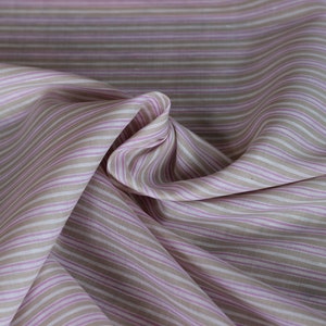 Linen satin striped fabric of the metre pink, white, beige 50 cm x 143 cm image 1