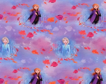 Katoenen jersey Frozen - Jersey Elsa & Anna ÖkoTex 100 - bedrukte jerseystof, meisjesstof Disney paars, kinderjersey Frozen *Vanaf 50 cm