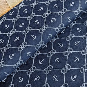 Decorative fabric by the meter sailboats & lighthouses - cotton blend printed maritime, ottoman fabric sealife, coast, beach blue *From 50 cm