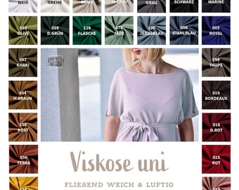 Viscose plain, sold by the meter - airy viscose fabric in one color - flowing blouse fabric, sewing light summer dresses - Ökotex 100 *From 50 cm