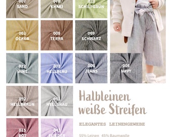 Halbleinen Meterware gemustert Streifen Leinenstoff gestreift