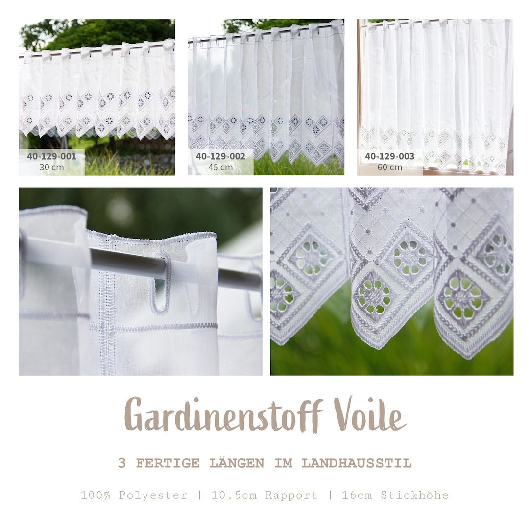 gardinenstoffe accessoires taschen beutelsbach Gardinenstoff Voile Meterware, Bistrogardine, Kurzgardine ohne Säumen