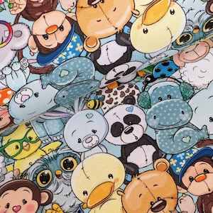 French Terry Cuddly Toys Fabric sold by the meter colorful animals, jersey stretch sweat, summer sweat, jogging fabric, sweater fabric children from 50 cm image 3