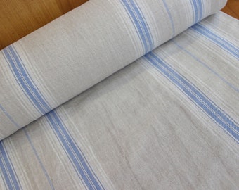 Tea towel linen sold by the meter - fabric for kitchen towel natural/blue - 100% washed linen fabric - dishcloth for dishes natural fiber *from 50 cm