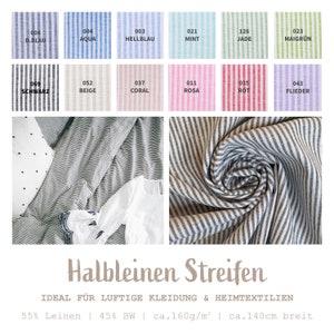 Half linen sold by the meter patterned stripes - linen fabric striped - linen cotton - linen blend - summer linen - linen fabric *from 50 cm