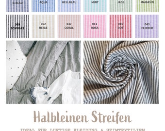 Half linen sold by the meter patterned stripes - linen fabric stripes - linen cotton - linen blend - summer linen - linen fabric *from 50 cm