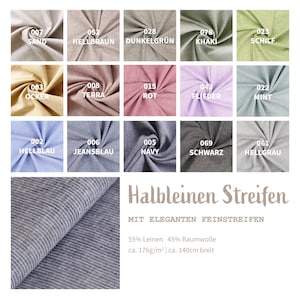 Half linen by the meter fine stripes - linen fabric striped - linen fabric thin stripes - linen cotton blend - summer linen *from 50 cm