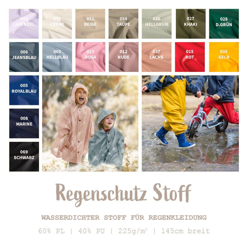 Waterproof rain fabric by the meter, plain color - functional fabric, water-repellent, outdoor fabric, rainwear, fabric for mud pants, rain jacket *from 50 cm image 1