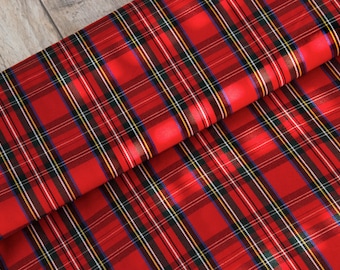 Decorative fabric tartan check red - fabric by the meter checked green - costume fabric check, clothing fabric - sewing costume, tartan skirt *From 50 cm