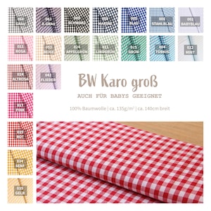 Baumwolle bedruckt Karo Meterware 1 cm - Baumwollstoff mit Karodruck - Webware bedruckt kariert - Popelin Karo - Öko Tex - 50 x 145cm