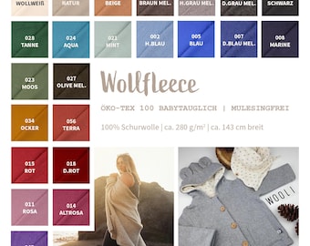 Wollfleece Meterware uni & meliert - Wollstoff Mantelstoff - Wollpullover nähen, weiche Wolle Stoff  - 100% Schurwolle/Wolle *Ab 50cm