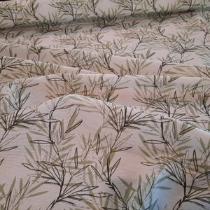 Tissu déco enduit arbuste tissu de sac déperlant, tissu nappe feuilles de bambou, tissu téflon branches au mètre A partir de 50 cm image 3