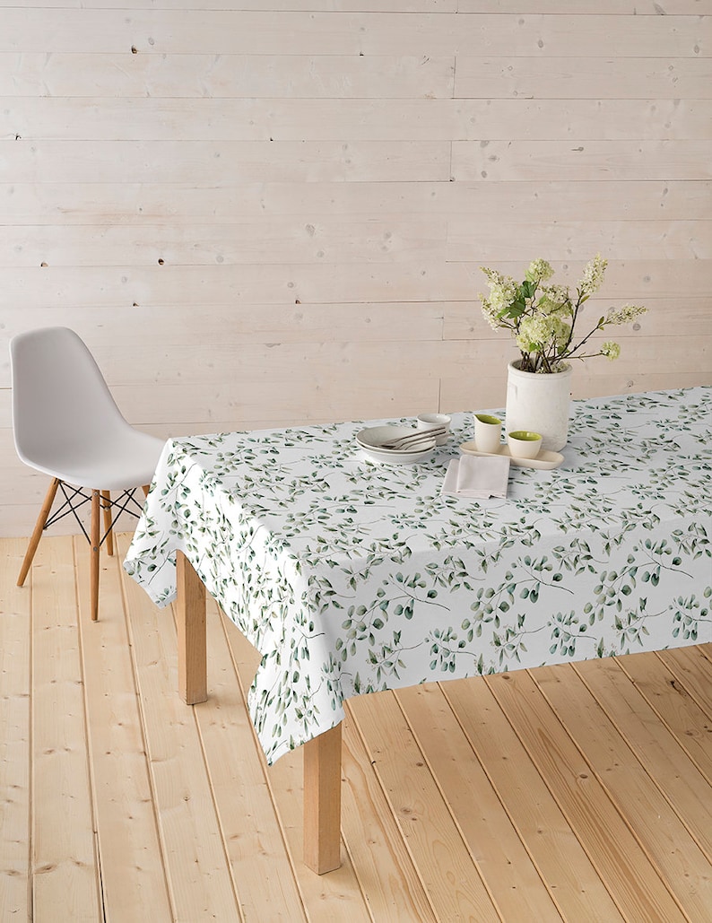 Decorative fabric coated eucalyptus water-repellent bag fabric, branches tablecloth fabric, Teflon fabric sold by the meter leaves From 50 cm image 1