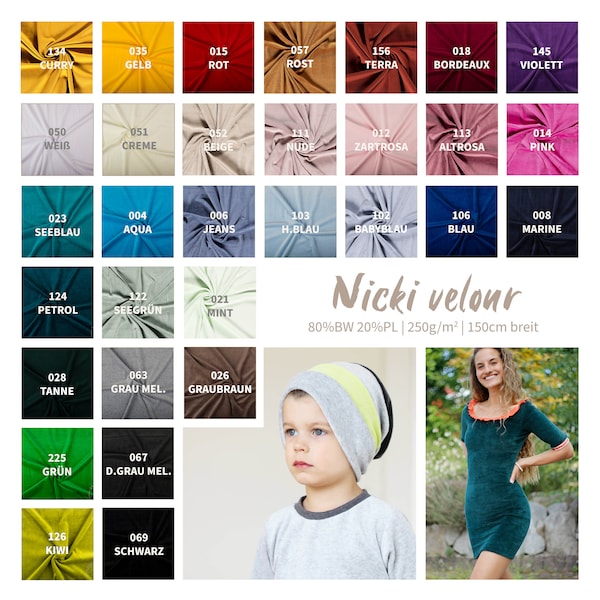 Nicki Stoff Meterware - Samtstoff stretchig - weicher Fleece - Nicky Velour - Nikistoff - Velourstoff - kuschelig weich - 50 x 152 cm