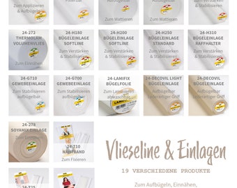 Vliesofix, Volumenvlies, Bügeleinlage, Thermolam, Fixiereinlage, Gewebeeinlage, Bügelfolie, Soyamix, Nahtband, Formband -Freudenberg ab 50cm