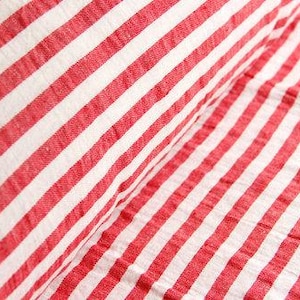 Leinenstoff für Vorhang überbreit - Leinen Meterware rot/weiß gestreift  - Gewaschenes Leinen für Bettwäsche - Aus Europa - Ab 50 cm