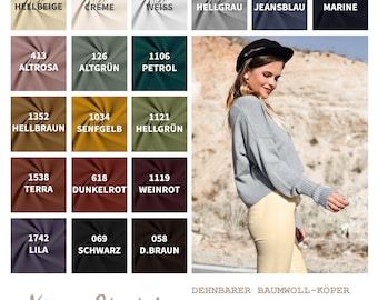 Stretch Popeline Stoff Baumwolle - Elastischer Hosenstoff Meterware 147cm Breite Schwarz