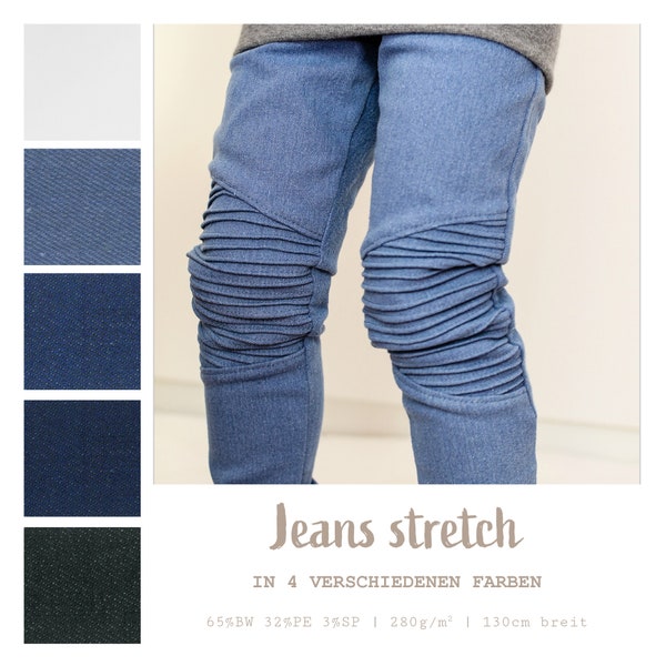 Stretch Jeans Meterware - Jeansstoff stretchig - Hosenstoff mit Elasthan - hellblau/blau/schwarz - Köperstoff - Denim Stoff - 50 x 135 cm