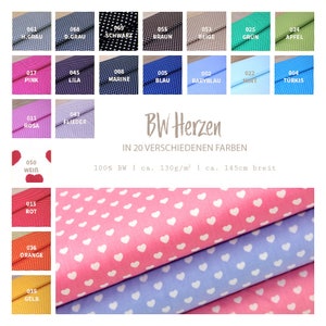 Baumwolle bedruckt Meterware Herzchen - Baumwolldruck Herzen - Baumwoll Popeline bedruckt - leichter Baumwollstoff - Öko-Tex 100 - 50 cm