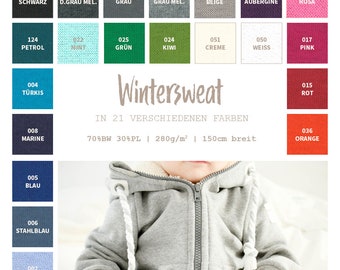 Wintersweat Meterware - Sweatshirt Stoff - Baumwoll Sweat Uni - weicher Stoff für Pullover/Hoodies - ÖkoTex 100 - 50 cm x 150 cm ***