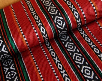 Decorative fabric by the meter Ethno - robust jacquard red Indians - fabric costumes poncho Mexico - stable mixed fabric upholstery fabric *from 50 cm