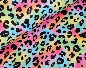 Cotton jersey digital print colorful leo pattern - Jersey Leopard Rainbow - printed jersey fabric Leo - Oeko-Tex 100 *From 50 cm