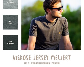 Viskose Jersey - 3 Farben - MELANGE Stoff Meterware Ökotex - elastisch Kleiderstoff meliert Sommerstoff *** 50 cm x 160 cm ***