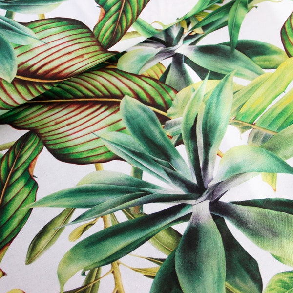 Dekostoff Meterware Dschungel, Pflanzen, Blätter, Palme - Baumwoll Mischgewebe bedruckt - Ottomanstoff - Homedeko - Frühlingstoffe * ab 50cm