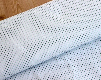 Baumwolle Webware Blusenstoff Dekostoff - Punkte Pünktchen Dots klein - grün auf weiß - Meterware Ökotex Stoff  *** 50 cm x 140 cm ***