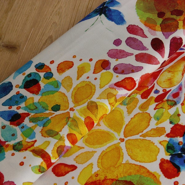 Dekostoff Baumwolle - Aquarellblumen Sommer - Stoff Meterware Webware *** 50 cm x 140 cm ***