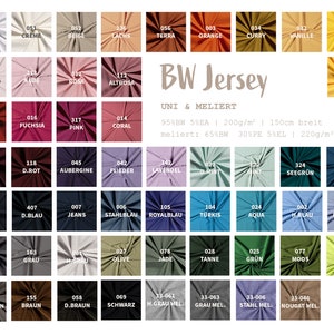 Baumwolljersey Meterware - Jerseystoff - Jersey Uni - Jerseystretch - 38 Farben - Öko-Tex 100 Kl. 1 (Babytauglich) -  *** 50 cm x 148 cm ***
