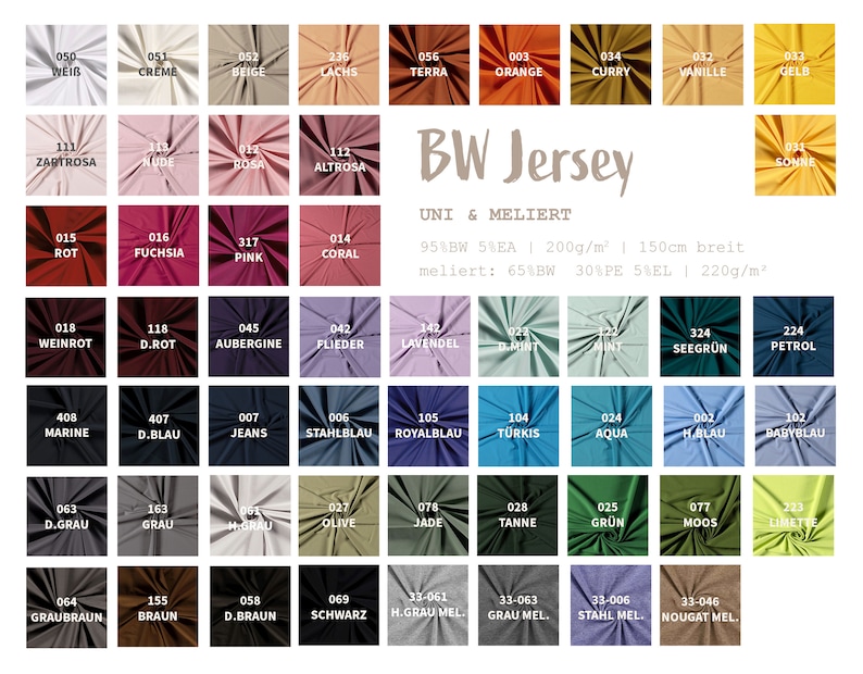 Baumwolljersey Meterware Jerseystoff Jersey Uni Jerseystretch 38 Farben Öko-Tex 100 Kl. 1 Babytauglich 50 cm x 148 cm Bild 1