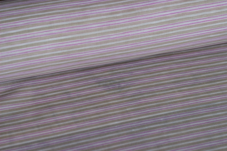 Linen satin striped fabric of the metre pink, white, beige 50 cm x 143 cm image 3