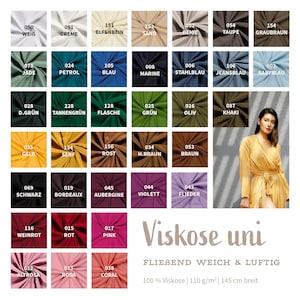 Viscose fabric by the meter - airy, solid-colored viscose fabric - flowing blouse fabric, perfect for sewing a light summer dress - Oeko-Tex Standard 100 certified *From 50 cm