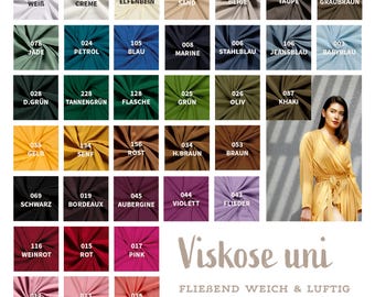 Viscose fabric by the meter - airy, solid-colored viscose fabric - flowing blouse fabric, perfect for sewing a light summer dress - Oeko-Tex Standard 100 certified *From 50 cm