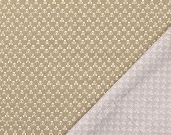 Decorative fabric cotton printed - skulls BEIGE - fabric by the meter woven fabric, cream, poplin cotton fabric skeleton, skull *from 50 cm