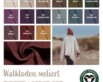 Walkloden Meterware uni meliert - Walkstoff, Mantelstoff, Trachtenstoff, Wollwalk, Loden, Wollstoff, 100% Schurwolle/Wolle *Ab 50cm