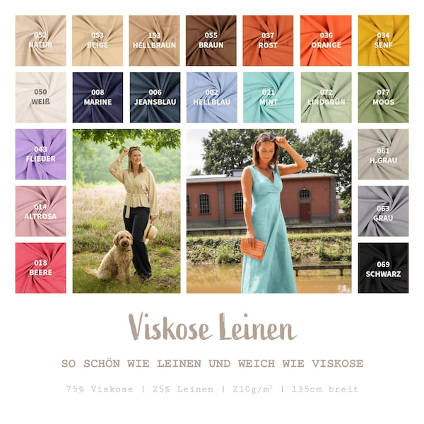 Linnen met viscose - zomerlinnen - zacht viscoselinnen - luchtige linnenmix, lichte linnenstof, natuurlijke vezels, effen halflinnen *vanaf 50 cm