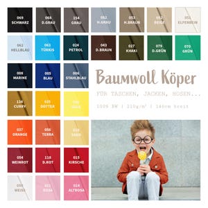 Baumwolle Köper Stoff Meterware uni - robuster Twillstoff, stabiler Hosenstoff, Taschenstoff, Trenchcoat, ÖkoTex 100 babytauglich *Ab 50 cm