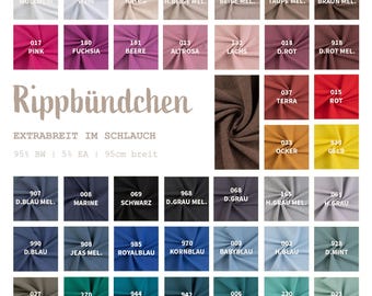 Rippbündchen Meterware überbreit - Bündchenstoff gerippt uni - Bündchen Schlauchware - Strickware - Jerseystoff Rippen *Ab 25 cm x 95cm