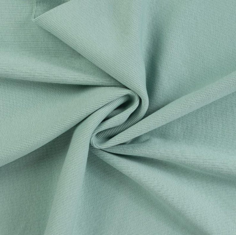 Tissu côtelé pour poignets, vendu au mètre, extra large - Tissu côtelé pour poignets, coloris uni - Tissu tubulaire pour poignets - Maille - Jersey côtelé *À partir de 25 cm x 95 cm 022 mint