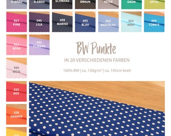 Baumwolle bedruckt Meterware Punkte - Baumwolldruck Polka Dots - Baumwoll Popeline bedruckt Pünktchen - Baumwollstoff - Öko-Tex 100 - 50 cm