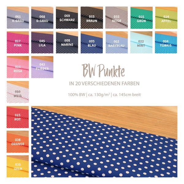 Baumwolle bedruckt Meterware Punkte - Baumwolldruck Polka Dots - Baumwoll Popeline bedruckt Pünktchen - Baumwollstoff - Öko-Tex 100 - 50 cm